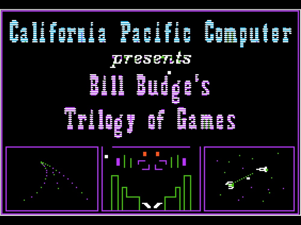 Title Screen of Bill Budges Trilogy for Apple II